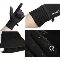 Black Winter Warm Full Fingers Waterproof Cycling Outdoor Sports Running Motorcycle Ski Touch Screen Fleece Gloves 6