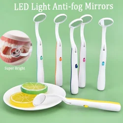 1Pc Dental Mouth Mirrors With LED Light Handheld Anti-fog Intraoral Mirror Portable Reusable Oral Hygiene Clean Dentist Tools