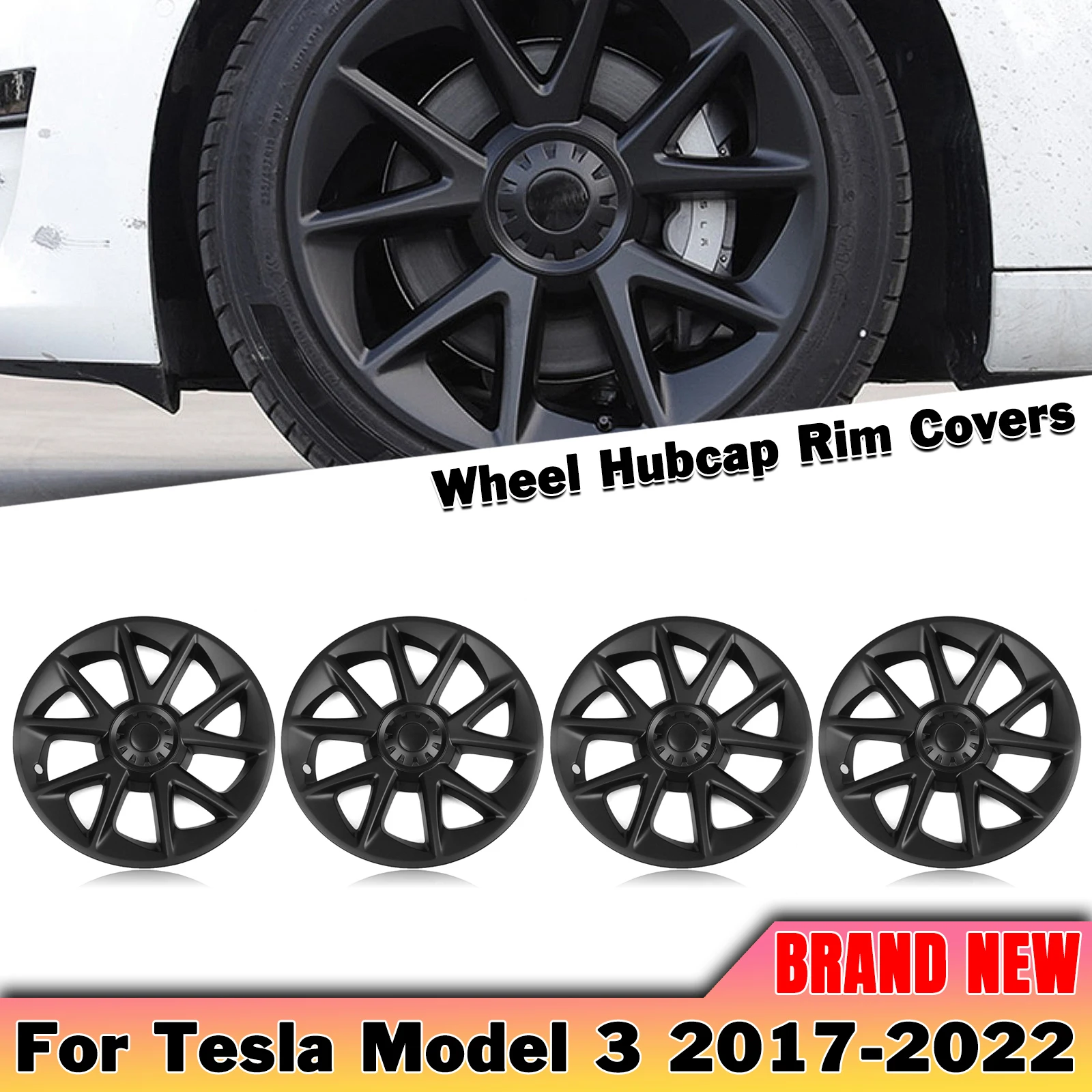 18 Style Matte Inch Cover 18" Cover Hub Black 3 Wheel Blade