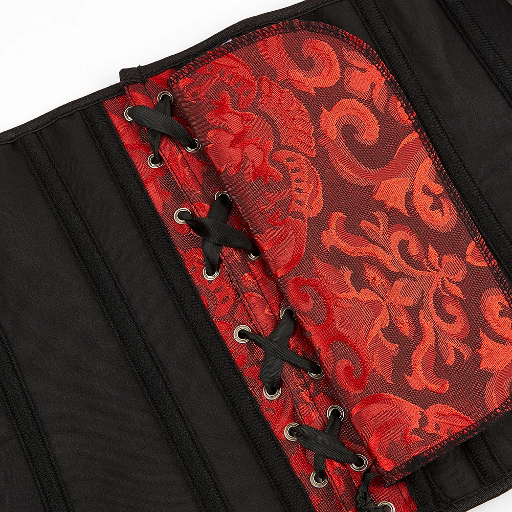 Damen Gothic Jacquard Unterbrust-Korsett Bustier Taillengürtel Schlankheits-Bodyshaper Korsett Dessous Übergröße Party Clubwear – Detail 27