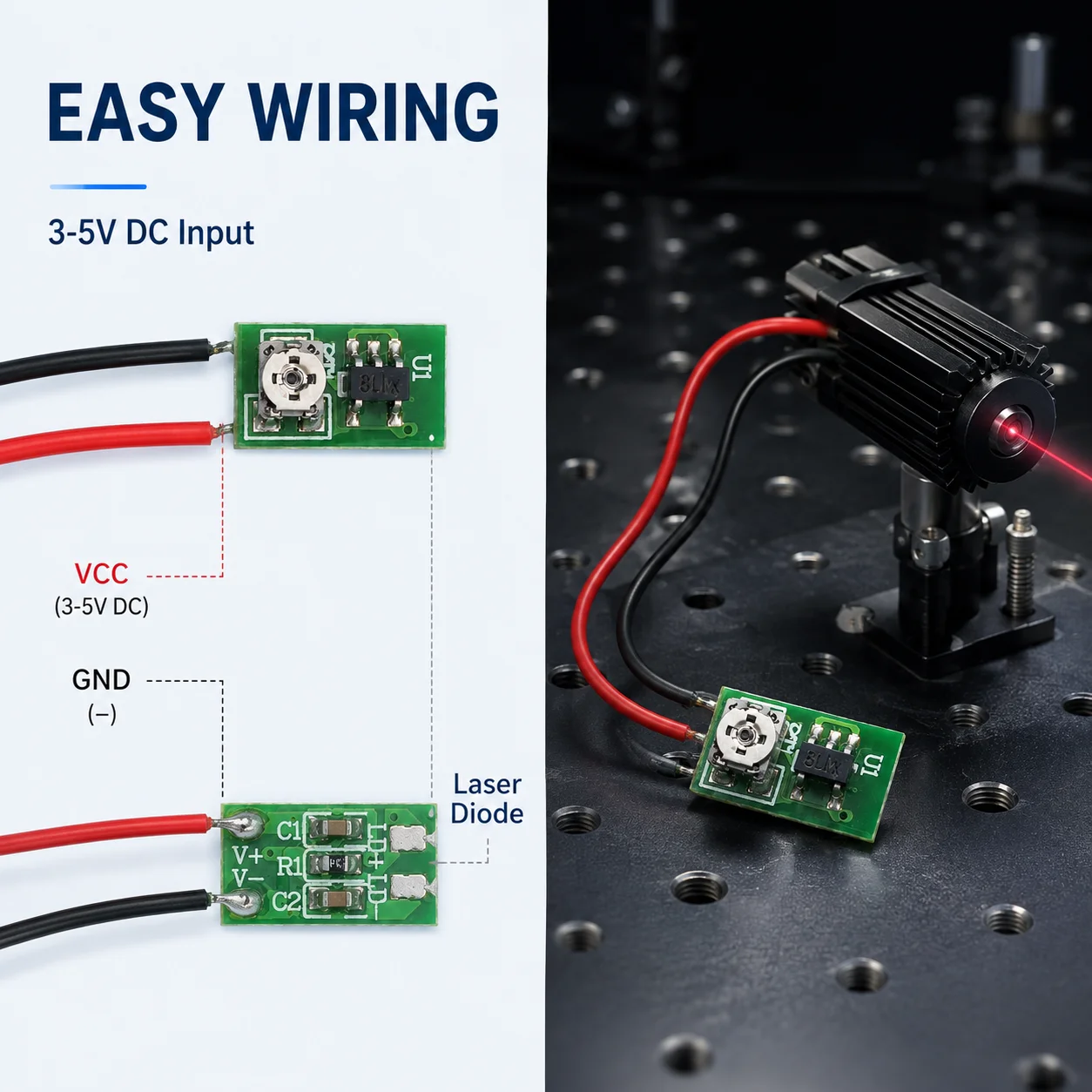 ZhonNa 650nm 635nm 780nm N-Pin APC Constant Power Laser Diode Driver Board 1-20mW for The Listed Price Is The Unit Price