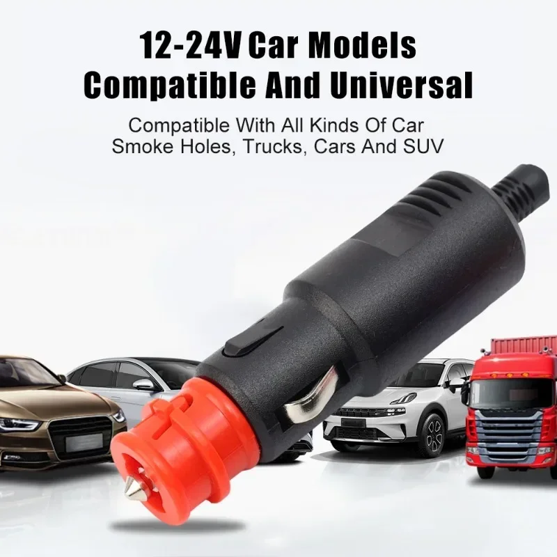 1-9pcs Universal 12V-24V Car Cigarette Lighter Plug Socket Power Plug Connection Cigaret Socket Adaptor Male Plug Accessories