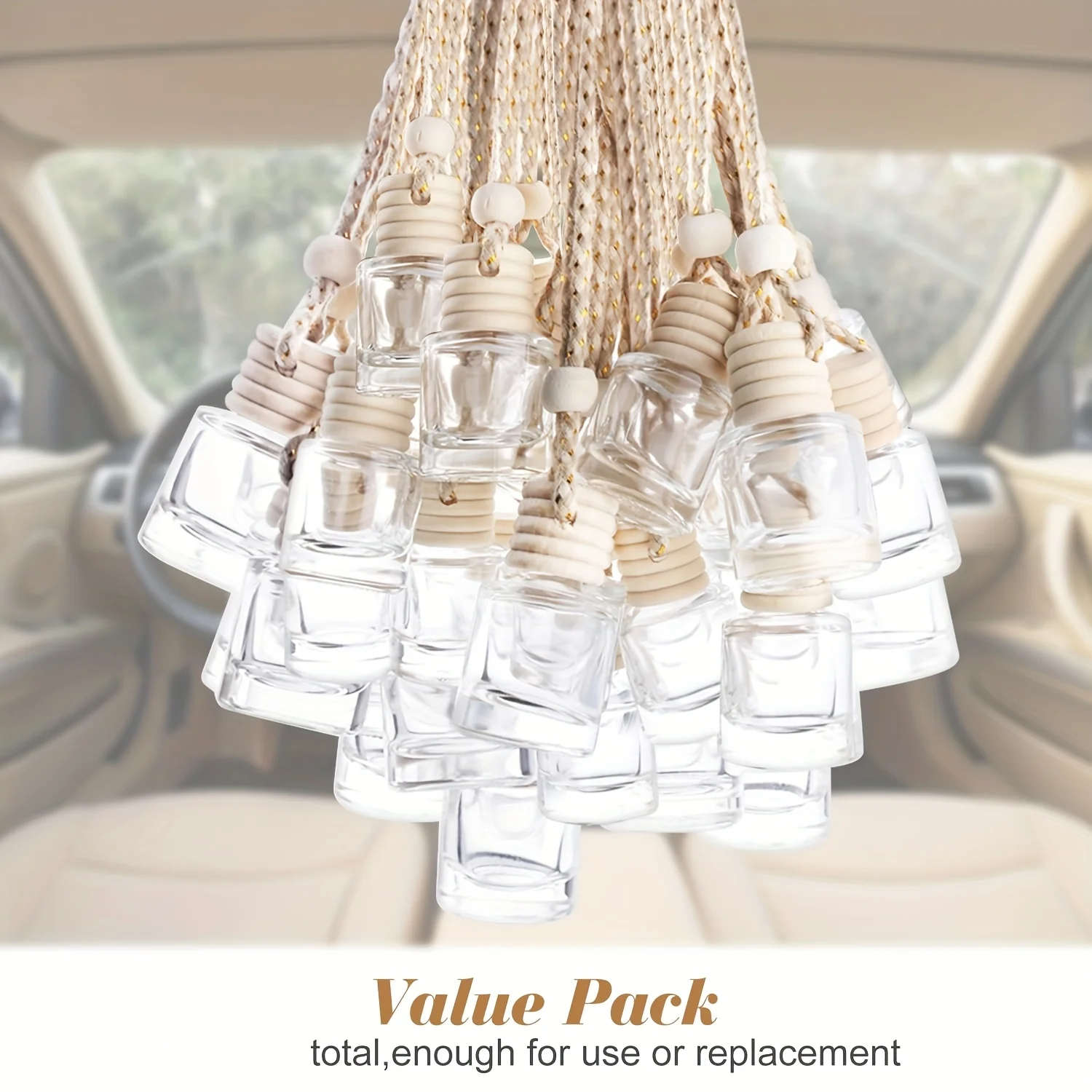 18pcs Car Diffuser Bottle Hanging Car Air Freshener Empty Air Freshener Car Perfume Diffuser Refillable Perfume Bottle（8ml)