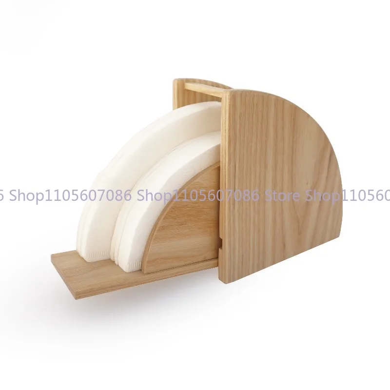 Hand Brewed Coffee Filter Carton Solid Wood Dustproof V60 Fan Filter Paper Storage Holder Filter Paper Holder