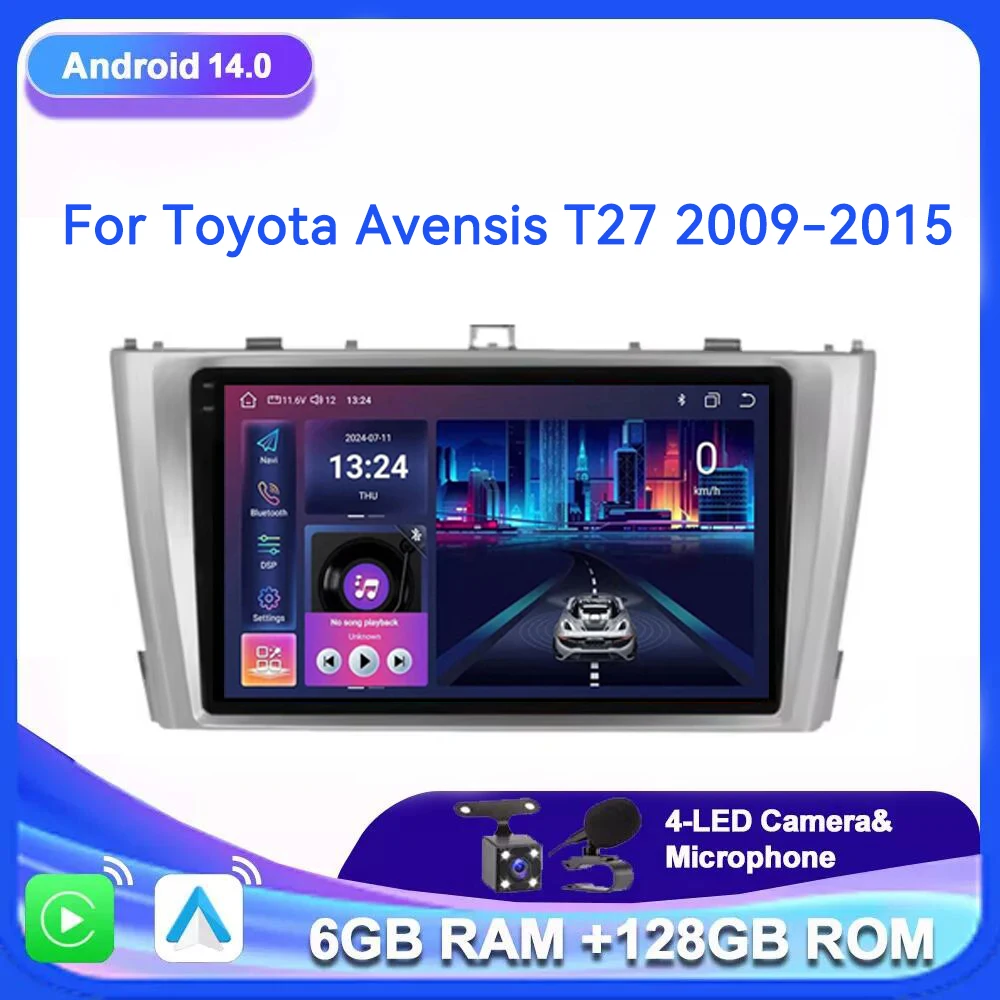 

Android 14 Auto Carplay Car Radio For Toyota Avensis 3 2008 - 2015 Multimedia Stereo Video Player Navi GPS Carplay Auto 4G WIFI