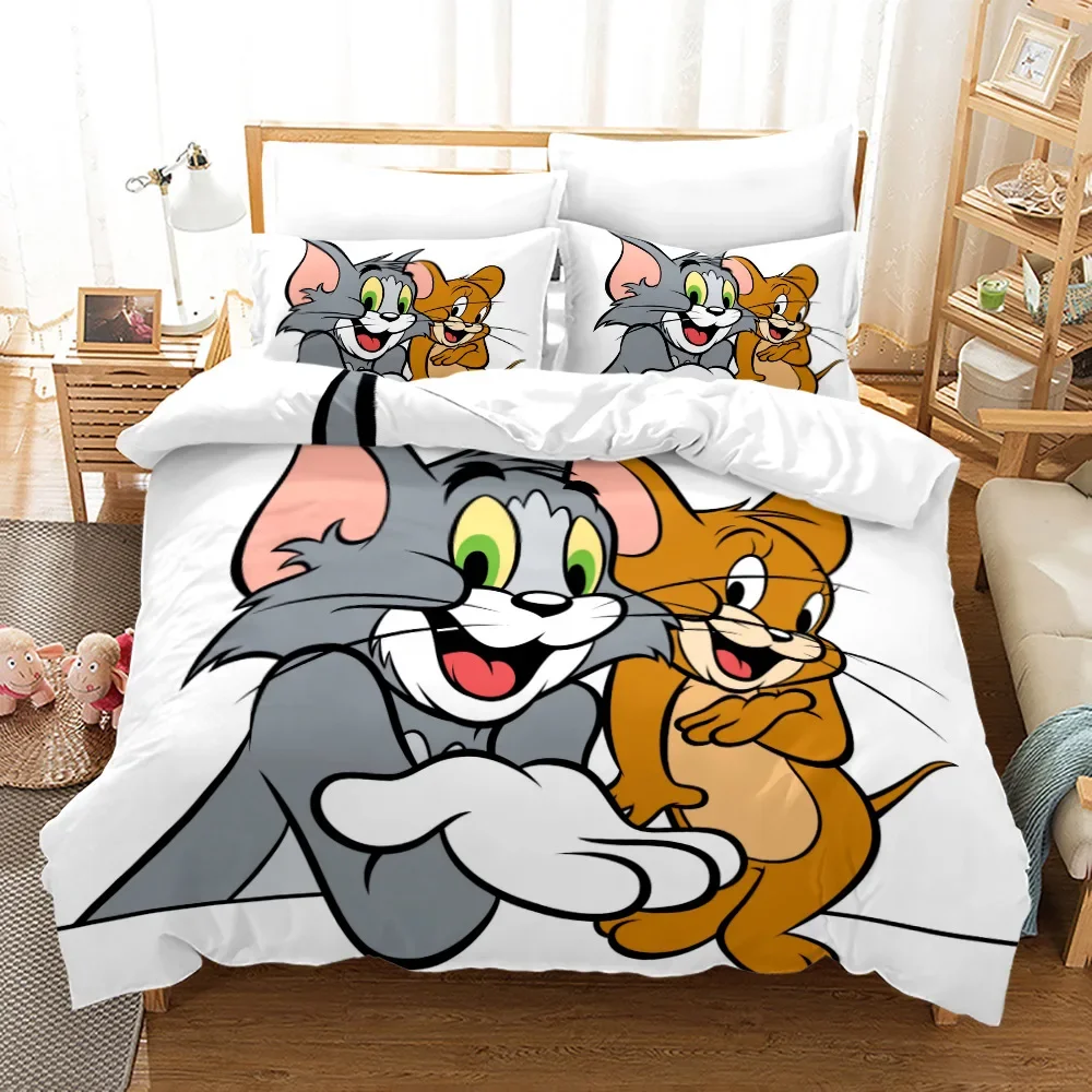 

Mouse Jerry Bedding Set 3D Print Queen Twin Single Cat and Tom Duvet Cover Set Pillowcase Kids Cartoon Bed Set Bedclothes Home