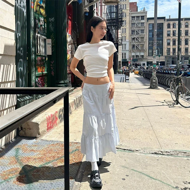 Gonna lunga retrò 2025 Gonna da fata con vita temperamento primaverile ed estivo