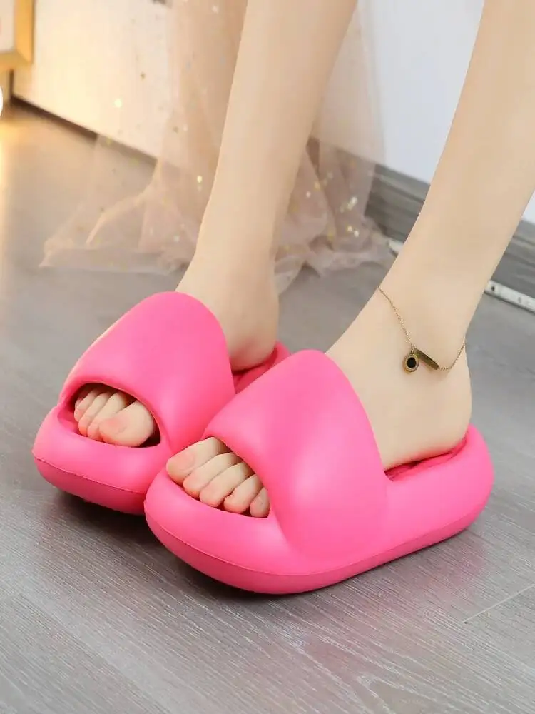 2026 Women Cushioned Slide Sandals Thick Platform Non Open Toe Slippers Indoor Household Elevated Sole Stylish Outdoor Summer