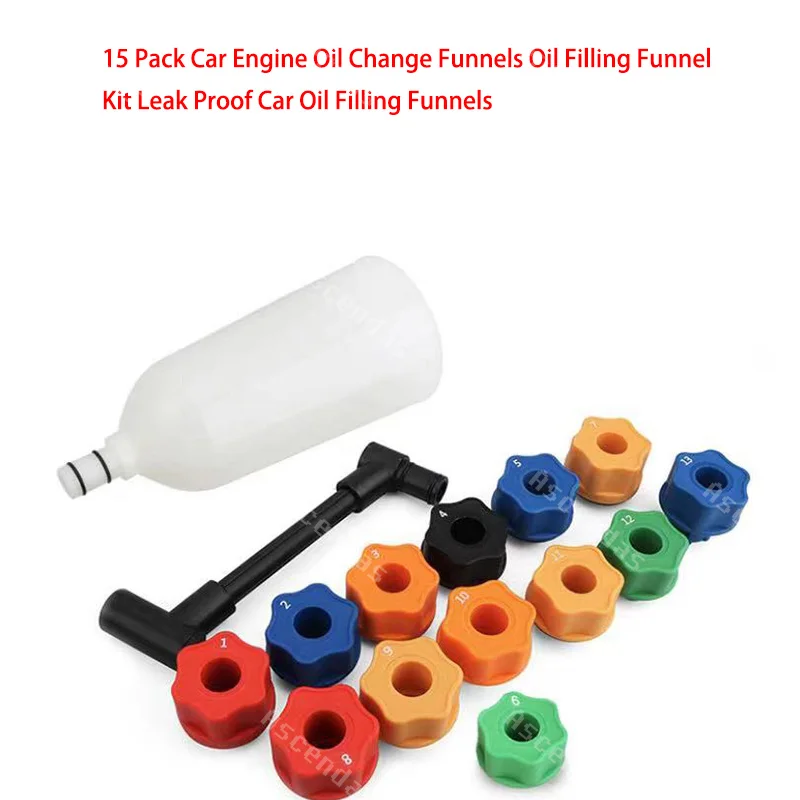 15 Pieces Newest Pack Car Engine Oil Change Funnels Oil Filling Funnels Kit Leak-proof Car Oil Filling Funnels