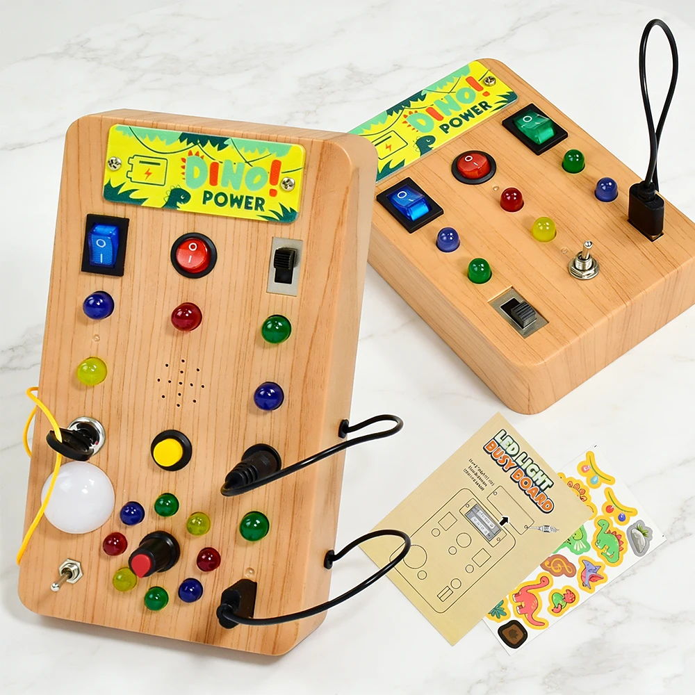Picture: Children's Montessori LED Light Busy Board Simulation Switch Power Board Busy Light Button Puzzle Early Education Learning Toy