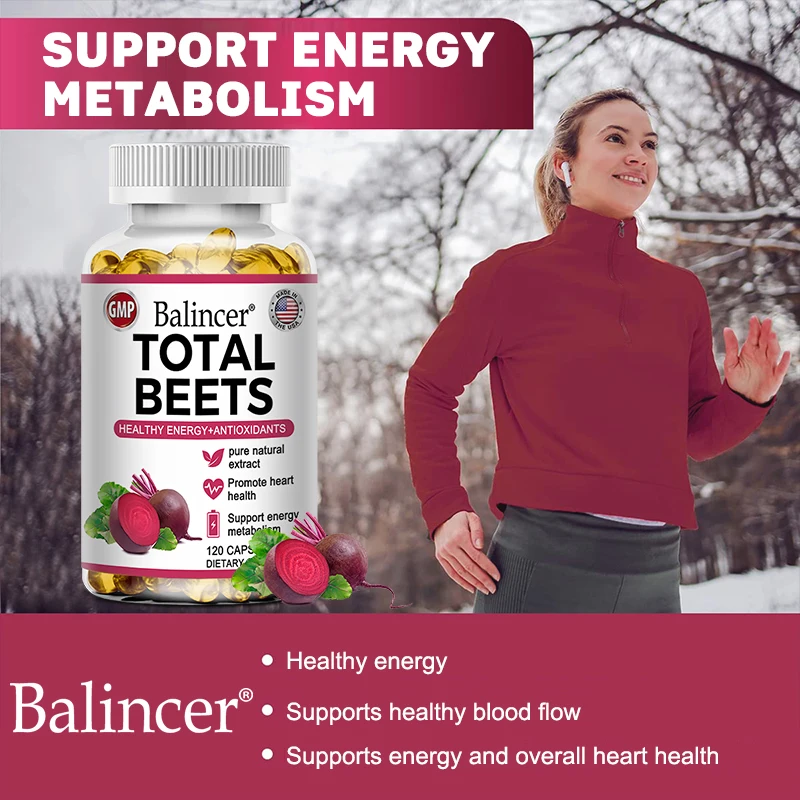 Organic Beetroot Capsules with Grape, Vitamin B6 & B12, Support Circulation, Heart, Cardiovascular & Energy, Antioxidant