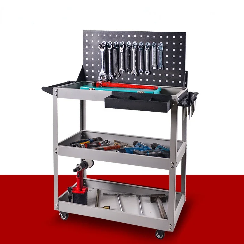 3 Tier Rolling Tool Utility Cart Heavy Duty Workshop Mobile Wheeled Car Multifunctional and Heavy-duty Auto Repair Parts Car