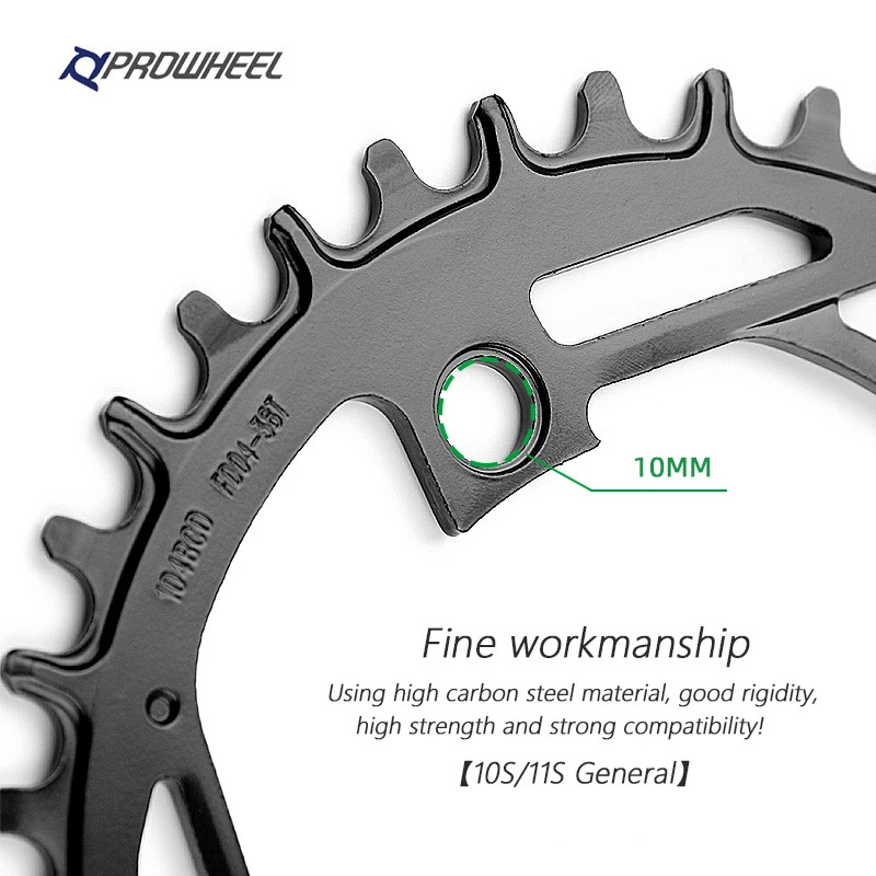 Prowheel Mountain Bike Round Sprocket 104BCD-32T 34T 36T 38T 40T steel plate Bike  chainring Compatible: 1X7/8/9/10/11 speed