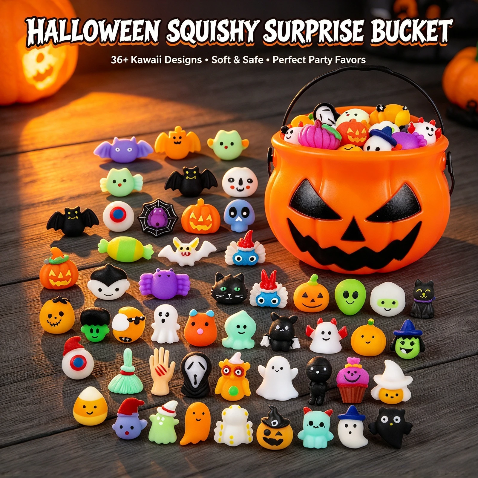 Halloween Squishy Toys Soft Silicone Stress, Relief Squeeze Dolls Kawaii Mochi Cartoon, Figures Party Favors Decor Gift For, Kid