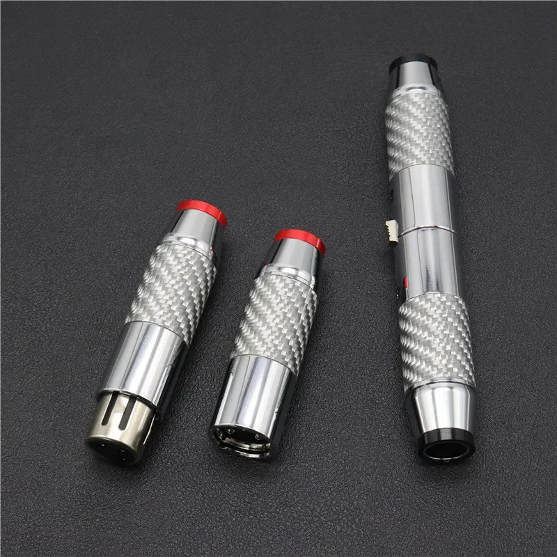 HiFi Carbon Fiber XLR Male Female Connector With Copper Plated Gold Canon  Audio Balance Plug