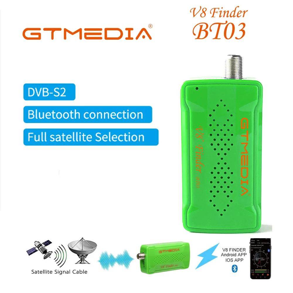 GTMEDIA V8 SAT Finder BT03 Mini Satfinder Bluetooth DVB S / S2 Digital Signal Satellite Receiver Support Android IOS