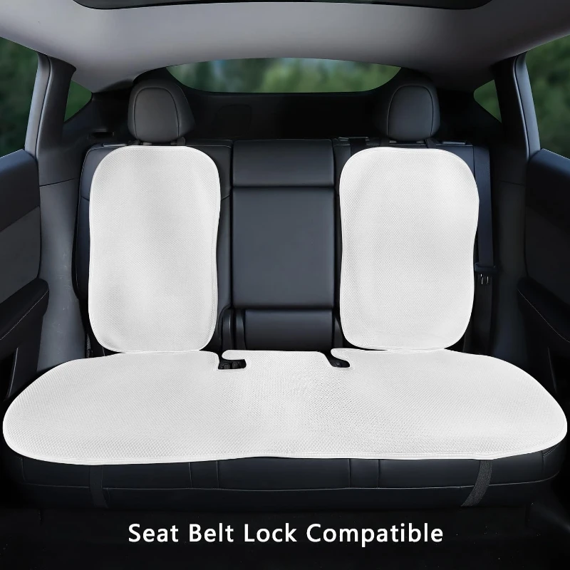 테슬라 모델 3/Y 주니퍼 2019-2026용 차량용 아이스 실크 시트 쿠션 커버 통기성 좋은 편안한 시트 패드 자동차 인테리어 액세서리 썸네일 2