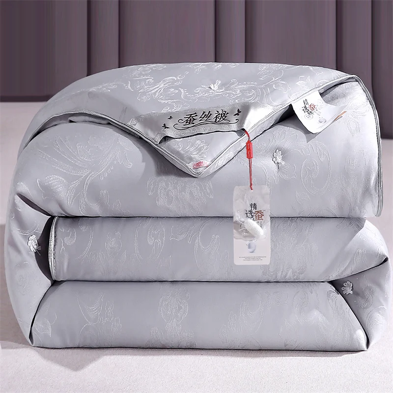 Mulberry Silk Quilt for Double King Queen Size Handmade Natural Pure Silk Quilts Comforter with 100% Cotton Shell for All Season
