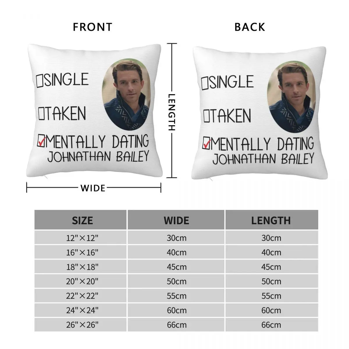 Mentally Dating Jonathan Bailey Square Pillowcase Polyester Linen Velvet Creative Zip Decor Car Cushion Cover 18