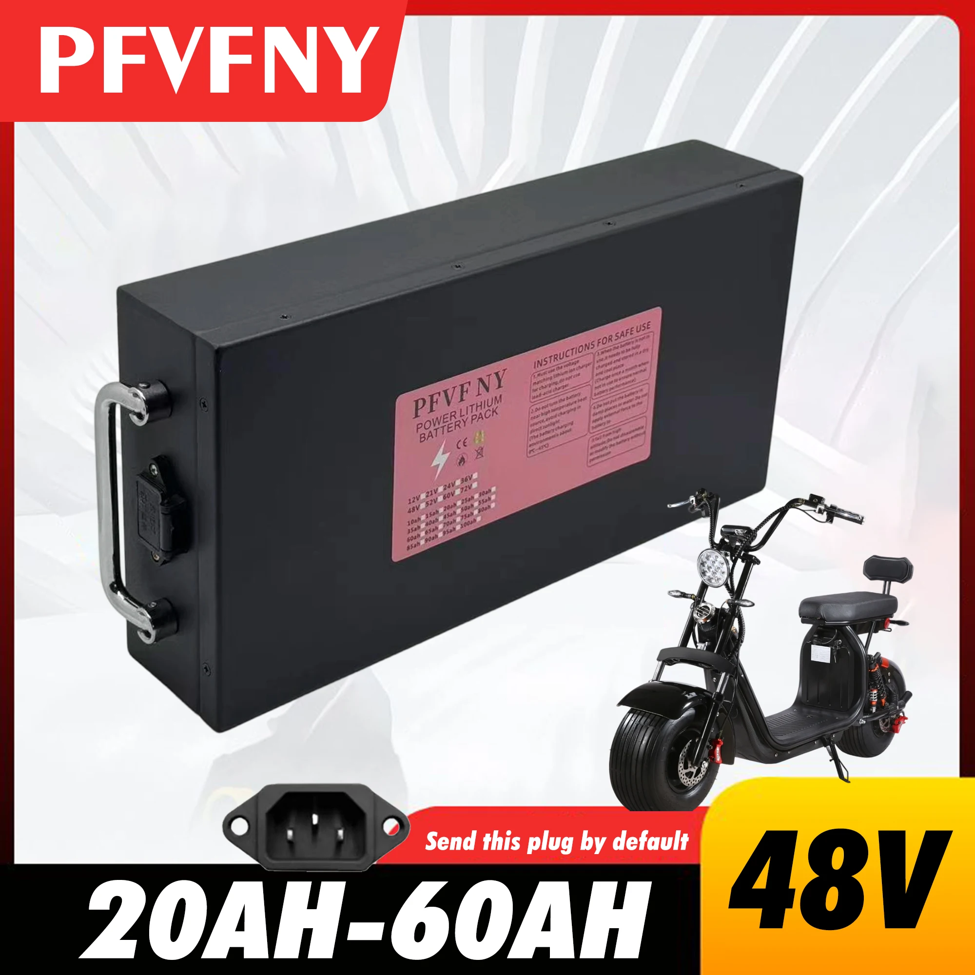 Electric scooter battery 48V 20-100AH 18650 lithium battery, fast delivery by air, 40AH BMS