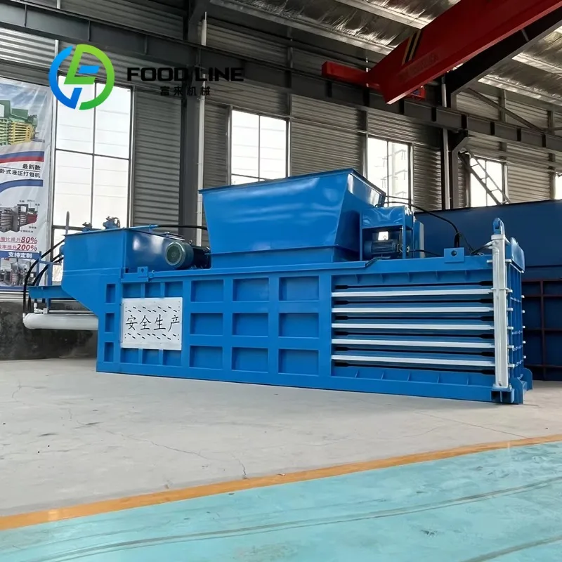 Horizontal Hydraulic Baler Low Vibration Compression Equipment For Warehouse Waste Paper Cardboard Recycling Compacting