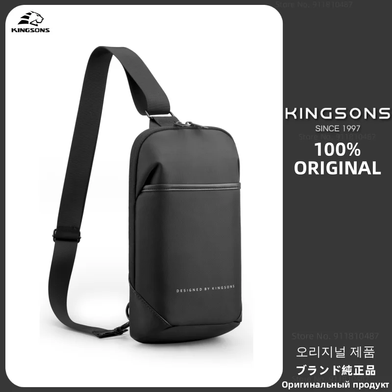 Kingsons Men Black Crossbody Bag Fashion Water and wear resistant Single  Shoulder Bag Boy Casual Anti-theft Chest Bag