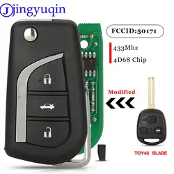 Jingyuqin 3 pulsanti modificato Flip Remote Car Key Fob ASK 433Mhz 4 d68 Chip per Lexus ES300 GS300 GS400 IS300 LS400 con Toy48