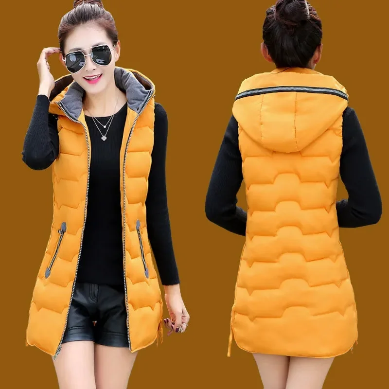 2024 Jackets Coat Woman Vest Autumn Winter Hooded Vest Women Veste Femme Long Parkas Chaqueta Para Mujer Casaco Feminino Clothes