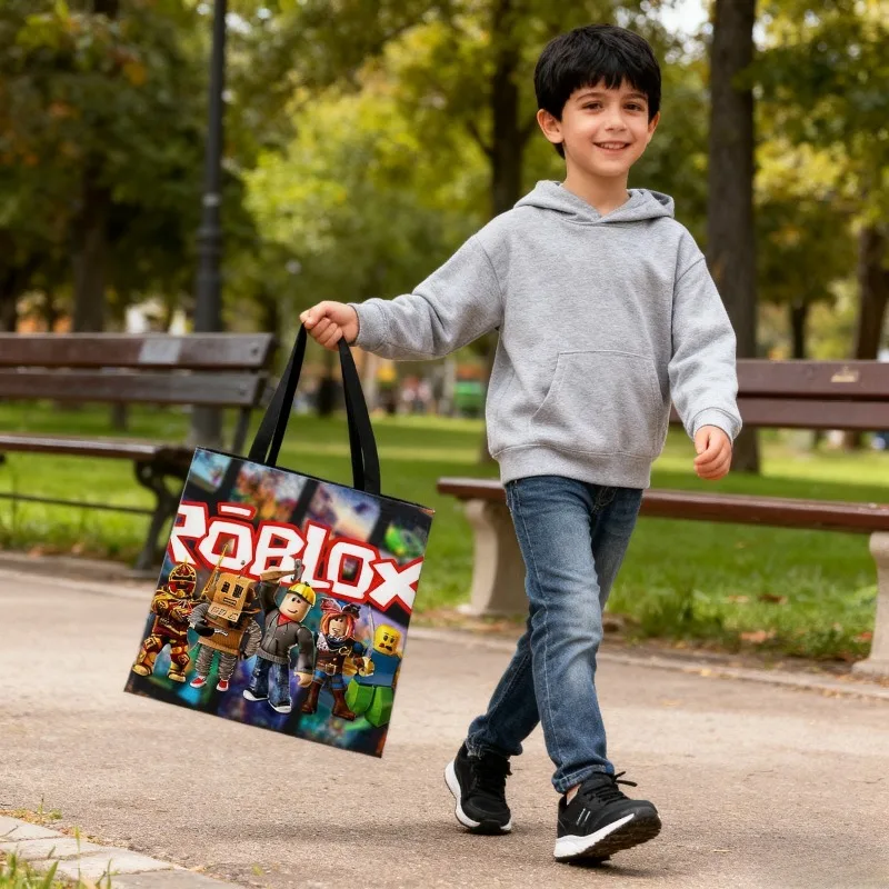 Горячая игра ROBLOX с мультяшным принтом, сумки для покупок, большая вместительная сумка для хранения, сумки для покупок в супермаркете