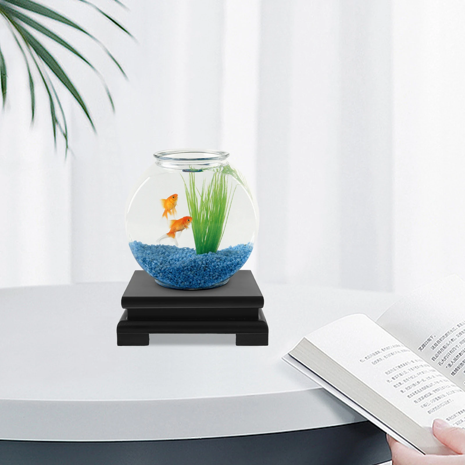 

1pc Wood Display For Home Decor Wooden Flower Pot Stand Buddha Statue Holder Desktop Ornament Rack Handicraft Base Tea Set Tray