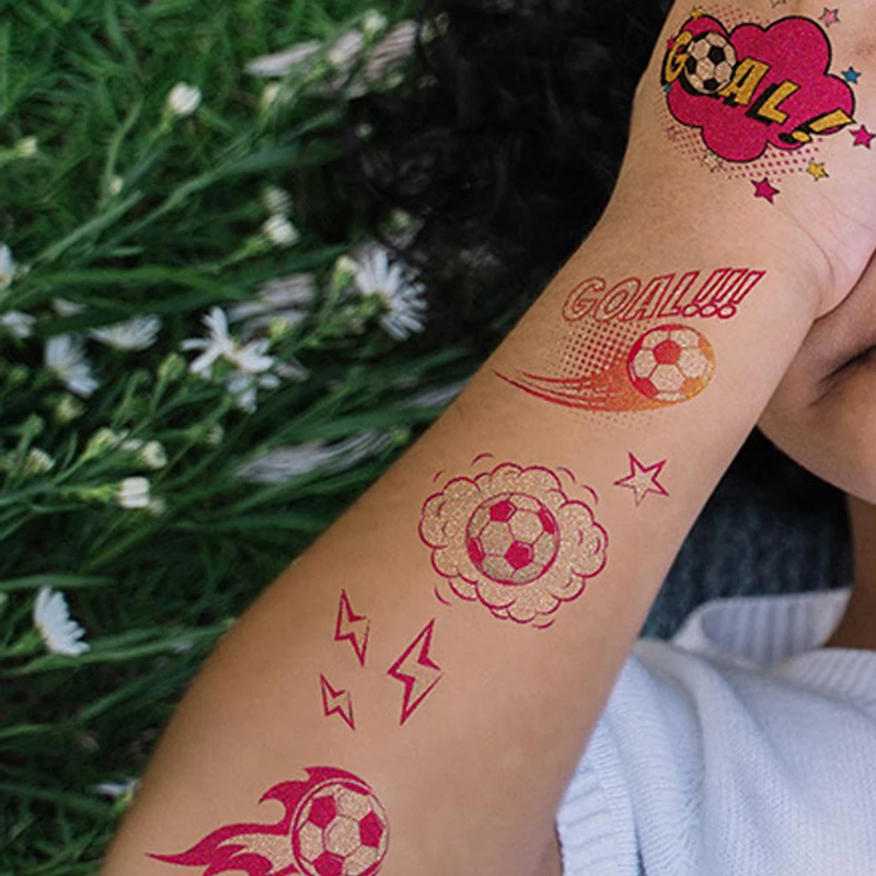 ملصق وشم كاذب للأطفال لكرة القدم وكرة القدم وأكمام للذراع مقاومة للماء للرجال والأطفال والأولاد