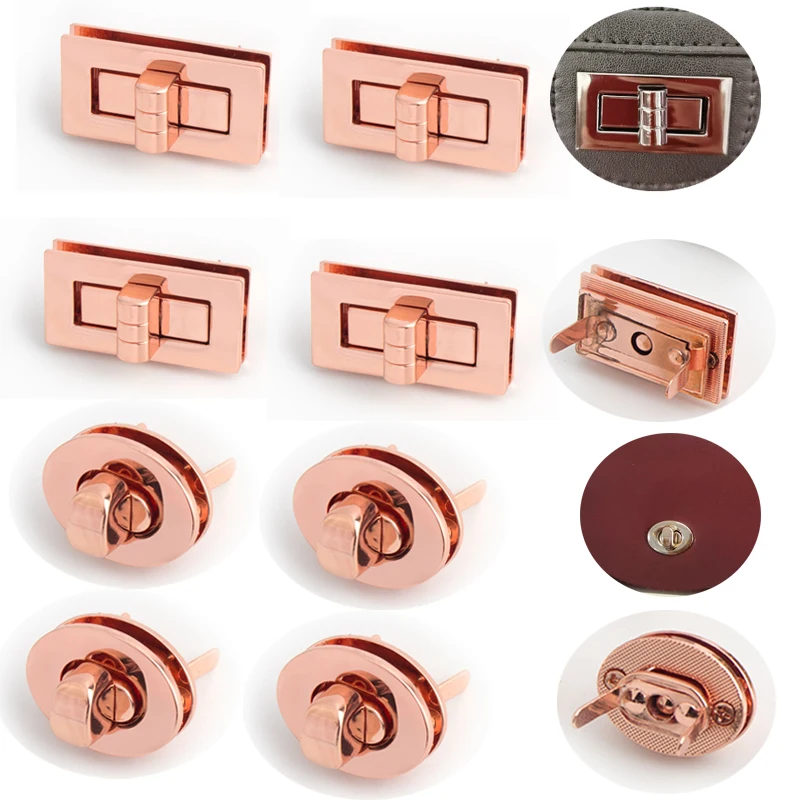 2-5PCS 28mm/48mm Rose gold Metal Rectangular Bag Twist Lock Accessories Oval Women’s Shoulder Bag Leather Bag Twist Lock