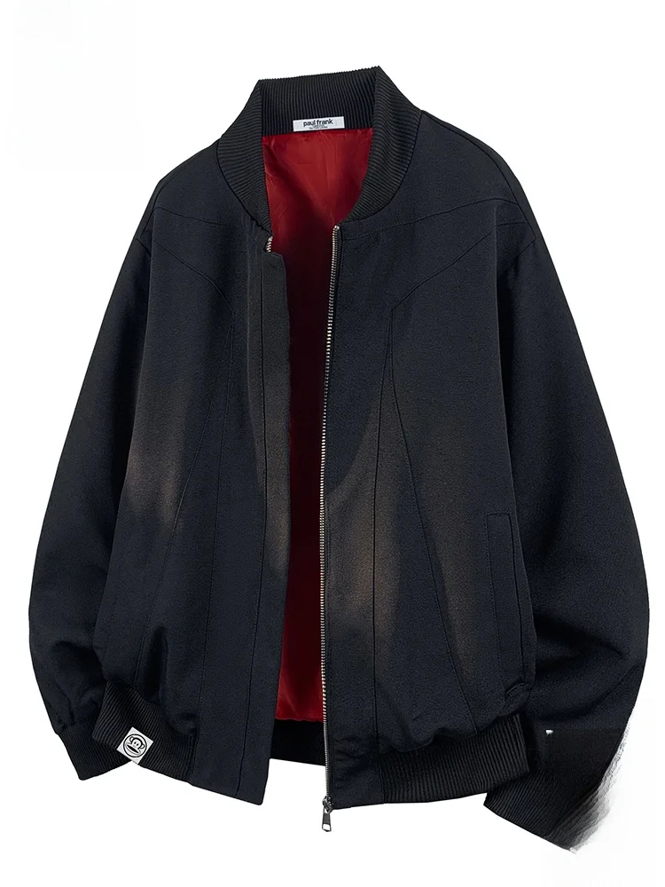 

PaulFrank Loose Fit Baseball Collar Jaet Men's Casual Autumn Outerwear Cool Haome Large Mouth Monkey Polyester Windproof