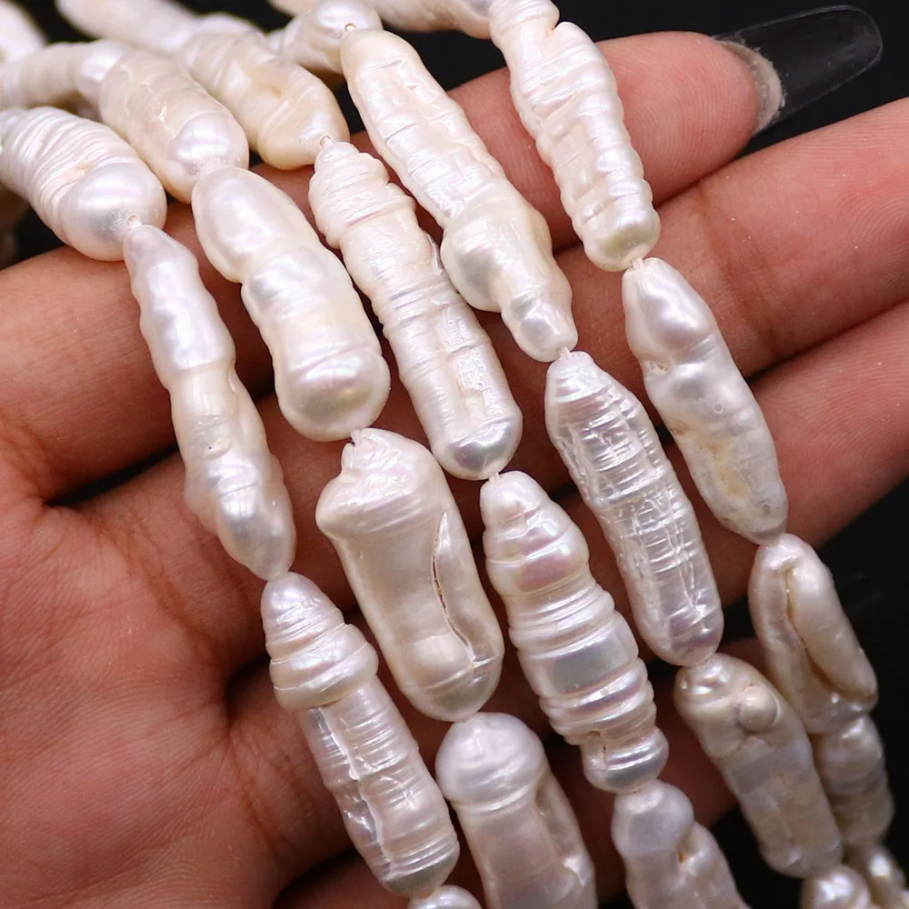 

Natural Textured Baroque Pearl Beads Irregular Strip Shape Freshwater Pearl Loose Bead 1 Strand DIY Necklace Bracelet Jewelry