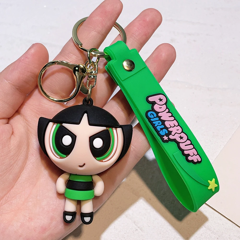 Types of The Powerpuff Girls Cute Keychain for Women Bubbles Anime Peripherals Doll Keyring Blossom Car Keychain Bag Charm