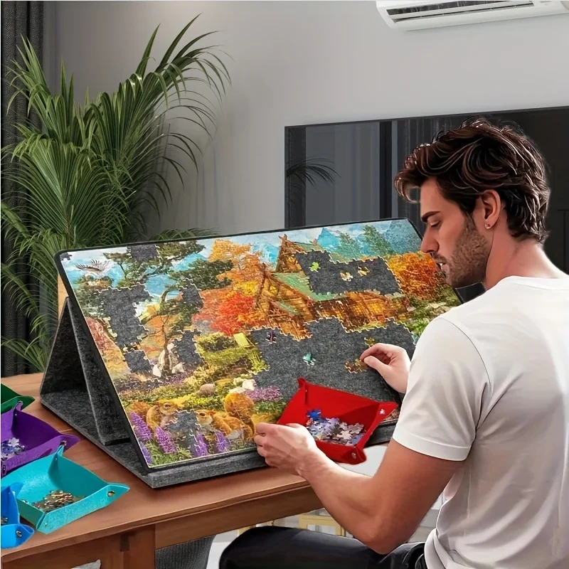 

1000pcs Puzzle Board 6-Drawer Portable Puzzle Table with Stand - Large Capacity, for Kids' Educational Play & Organizing Puzzle