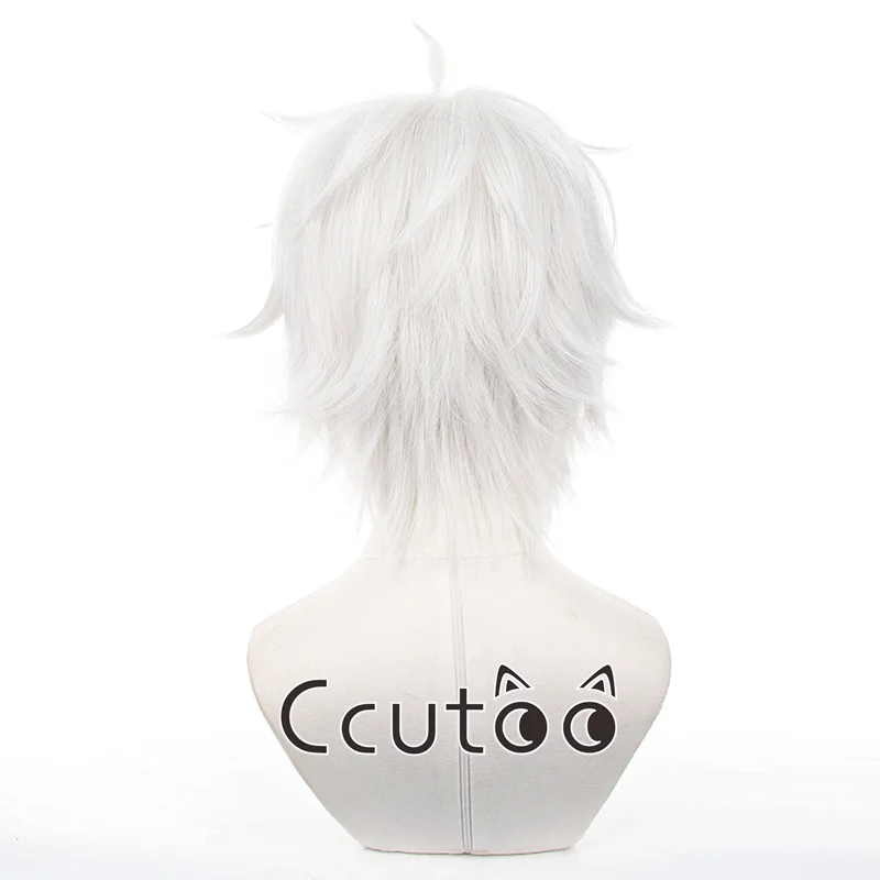 블루 락 세이시로 나기 코스프레 가발 No.11 선수 실버 화이트 30cm 짧은 웨이브 합성 내열성 헤어 가발 + 가발 캡