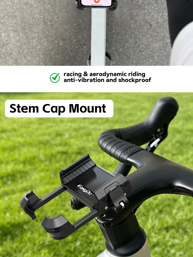 Easydo Fahrradlenker-Handyhalterung, vibrationsdämpfende Aluminium-Fahrrad-Headset-Kappe, Handyhalterung mit M6-Schraube für Renn- und Gravel-Bikes – Detail 8