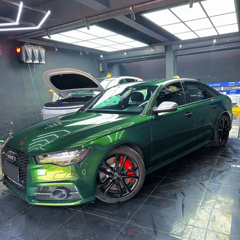 PET Ultra Gloss Sonoma Green Vinyl Wrap Roll Adhesive Film Decal Motorbike Car Wrapping Sticker with Air Release