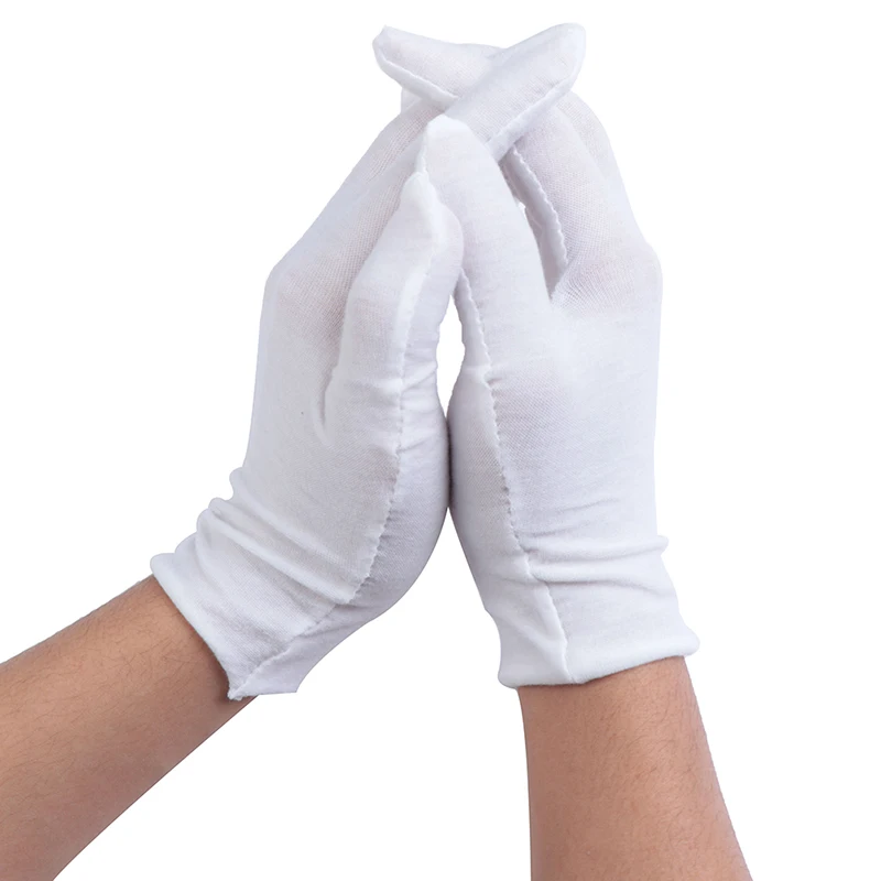 Guantes de trabajo blancos de algodón para manos secas, guantes de SPA con película, Guantes de alto estiramiento, Herramientas de limpieza del hogar, S, M, L