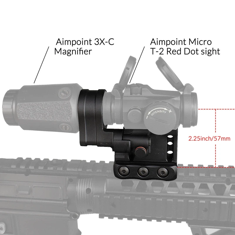 YSS RDF-20225K Aimpoint T-2 Hybrid Mount - 7075 Aluminum, Quick-Release, for Magnifiers - 57mm Height, 189g Lightweight - Image 5