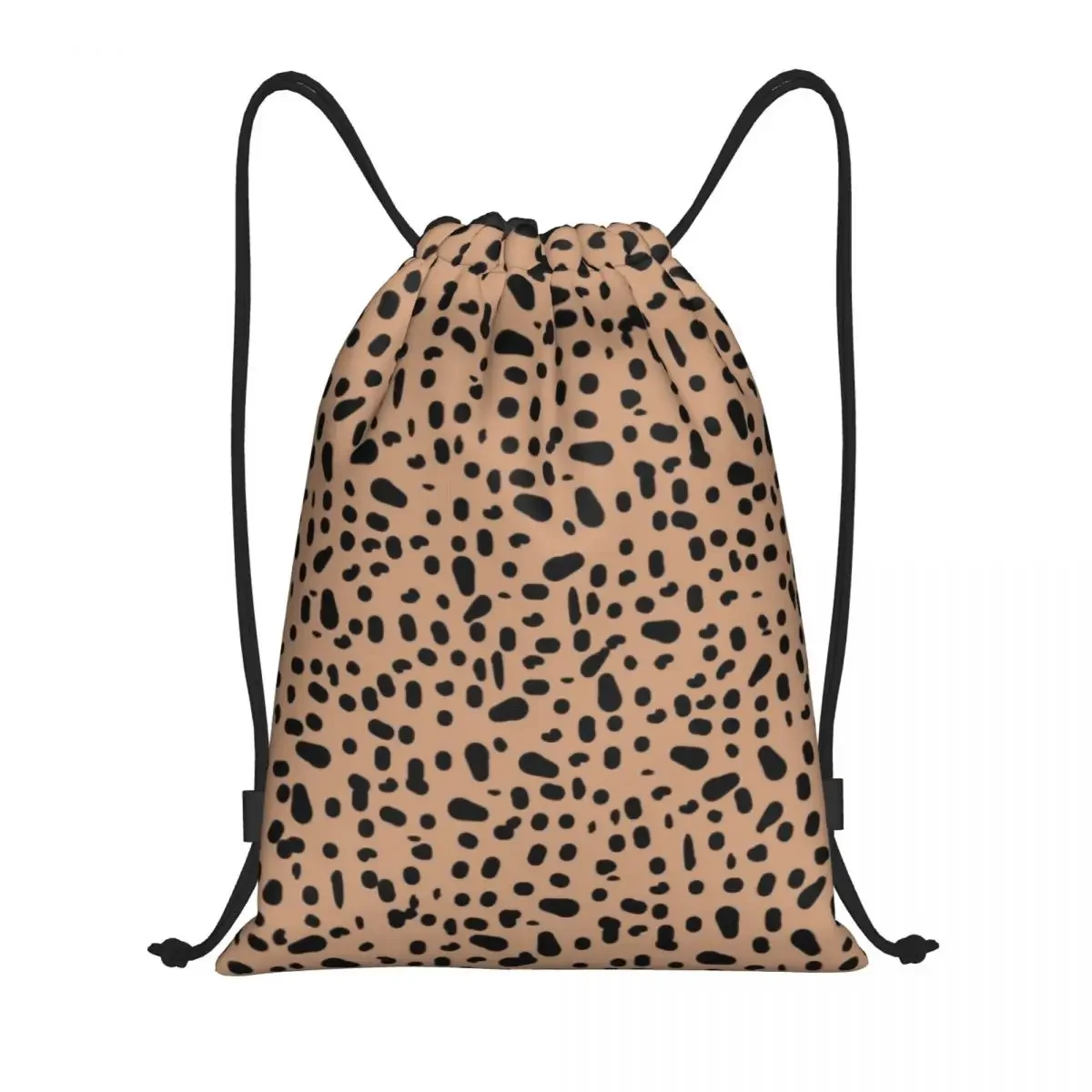 Custom Tan Spots Pattern Dalmatian Dog Drawstring Bags Women Men Lightweight Polka Dot Pattern Sports Gym Storage Backpack