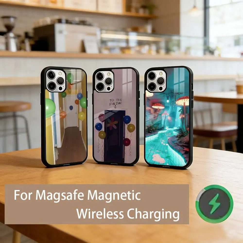 

Backrooms Weirdcore Phone Case For iPhone17,16,15,14,13,12,11 Plus,Pro Magnetic For Magsafe Wireless Charging