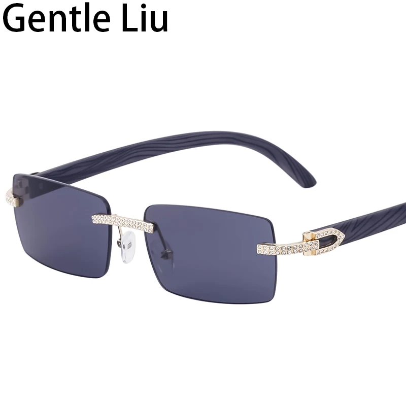 Óculos de sol sem aro retangular pequeno para homens e mulheres óculos de sol sem moldura vintage masculino, marca de luxo shades, UV400, 2021