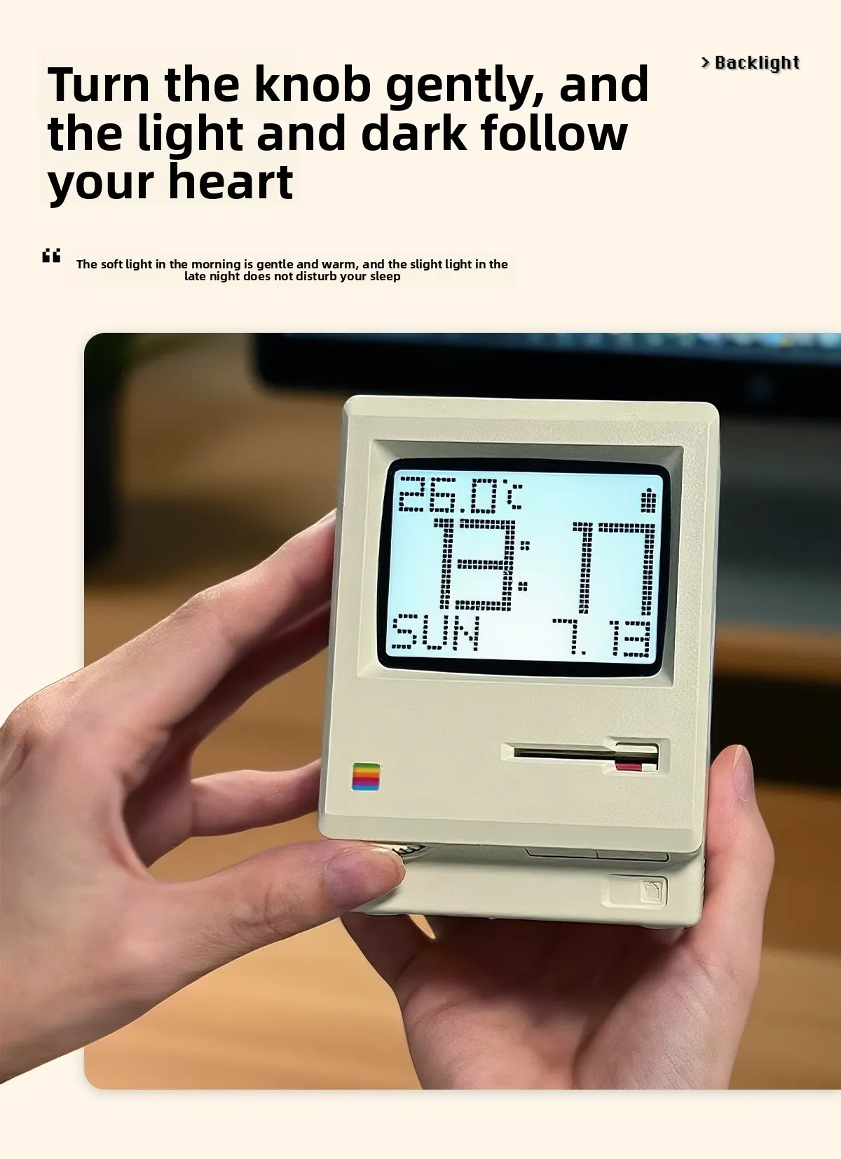New Creative Retro Classic Macintosh Alarm Clock Tech Style Desktop Ornament Digital Emoticon Clock