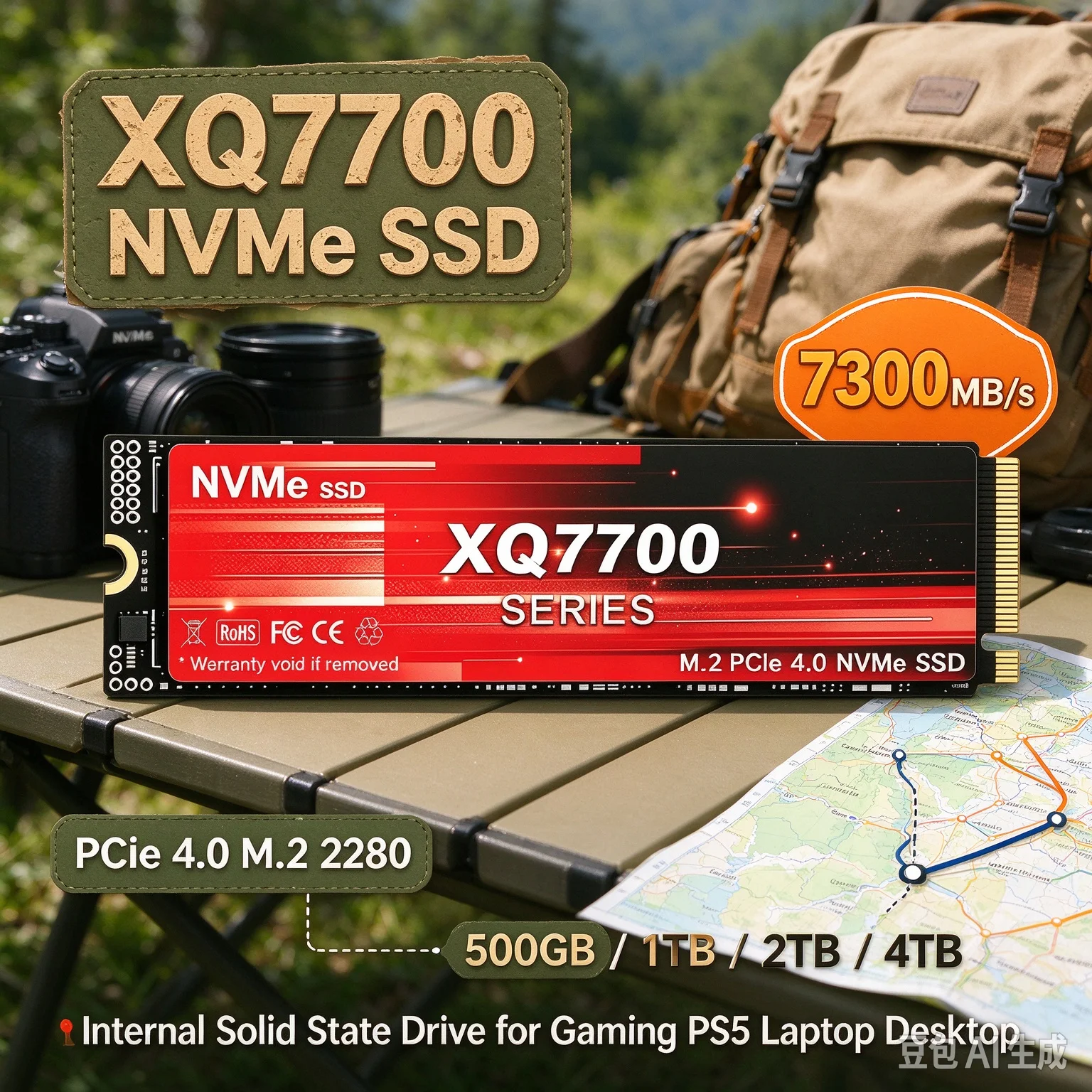 XQ7700 Series 1TB 2TB 4TB NVMe SSD 7300MB/s PCIe 4.0 M.2 Unleash Peak Performance Internal Drive Gaming PS5 Desktop Laptop