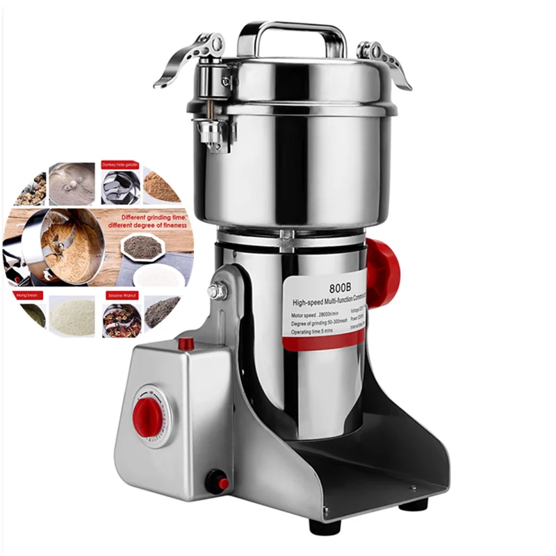 Electric Grain Grinder Mill High-power Powerful Motor Household Electric Stainless Steel Grain Grinder Food Grinder