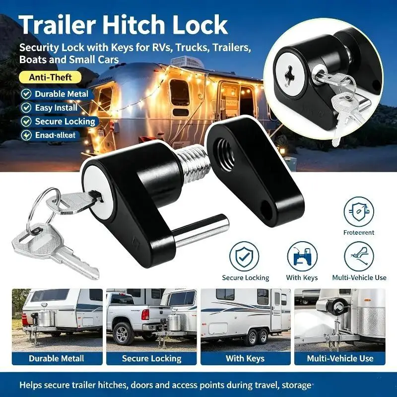1 Set Heavy Duty Anti-Pick Coupler Lock With 2 Keys 1/4