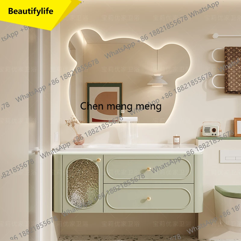 Gabinetes de Baño A17 de Roble con Espejo, Mueble Flotante de Pared para Maquillaje, Cajones Minimalistas, Mueble de Baño Móvil, Accesorios para el Hogar