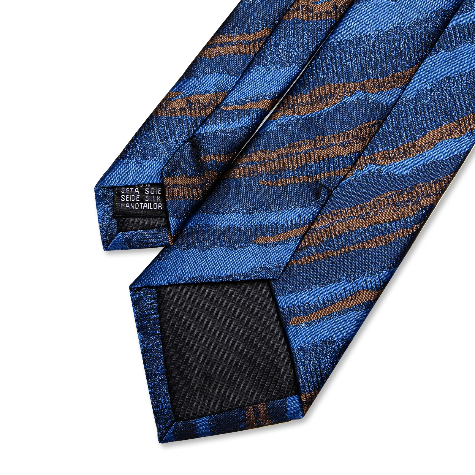 Corbata de lujo a rayas azules y marrones para hombre, corbata clásica de alta calidad, accesorios, traje para boda, fiesta, negocios, regalo de